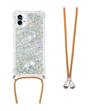 SoFetch Zilver Glitters TPU Hoesje met Koord Nothing Phone (1)