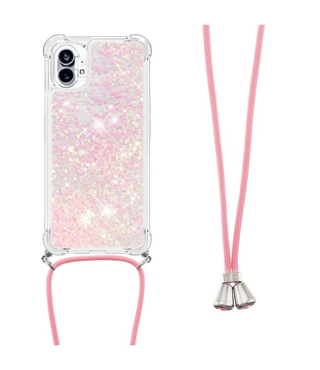 SoFetch Rozegoud Glitters TPU Hoesje met Koord voor de Nothing Phone (1)