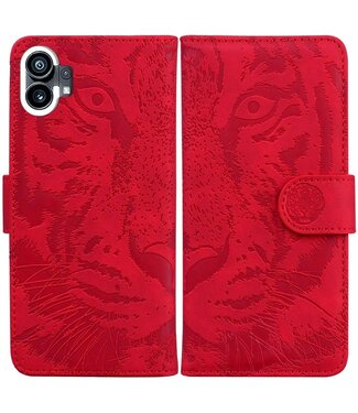 SoFetch Rood Tijger Bookcase Hoesje Nothing Phone (1)