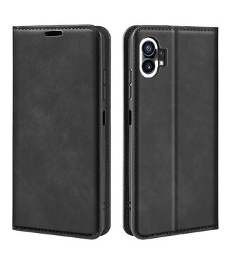 SoFetch Zwart Modern Zacht Bookcase Hoesje Nothing Phone (1)