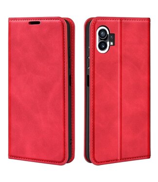 SoFetch Rood Modern Zacht Bookcase Hoesje Nothing Phone (1)