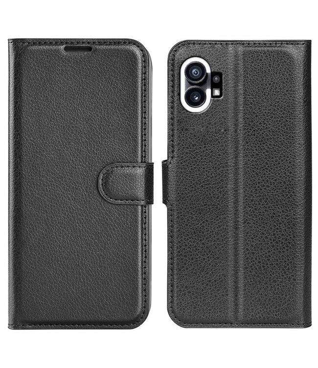 SoFetch Zwart Litchee Bookcase Hoesje voor de Nothing Phone (1)