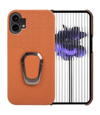 SoFetch Bruin Houder Litchee Hybride Hoesje Nothing Phone (1)