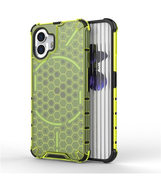 SoFetch SoFetch Groen Honingraat Hybride Hoesje voor de Nothing Phone (2)