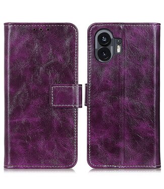 SoFetch Paars Retrostijl Glad Bookcase Hoesje Nothing Phone (2)