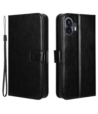 SoFetch Zwart Glad Bookcase Hoesje met Polsbandje Nothing Phone (2)