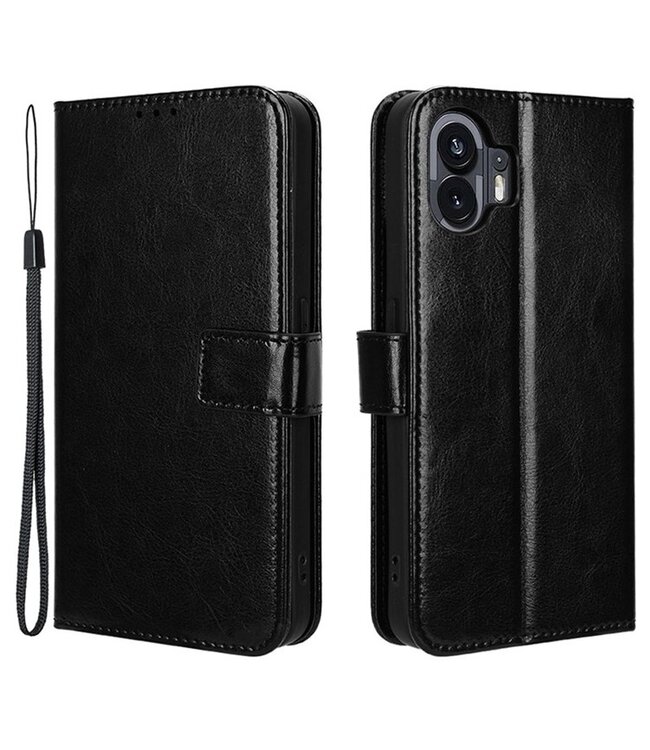 SoFetch SoFetch Zwart Glad Bookcase Hoesje met Polsbandje voor de Nothing Phone (2)