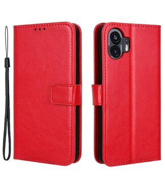 SoFetch Rood Glad Bookcase Hoesje met Polsbandje Nothing Phone (2)
