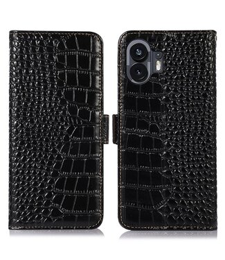 SoFetch Zwart RFID Krokodillen Bookcase Hoesje Nothing Phone (2)