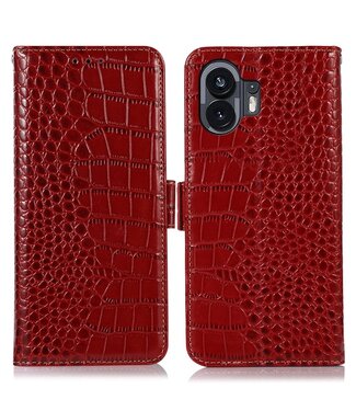 SoFetch Rood RFID Krokodillen Bookcase Hoesje Nothing Phone (2)