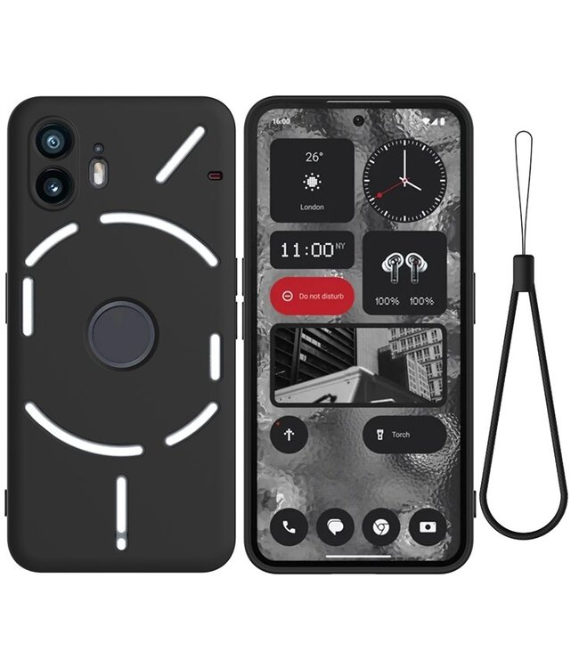 SoFetch SoFetch Zwart Slim Siliconen Hoesje met Polsbandje voor de Nothing Phone (2)