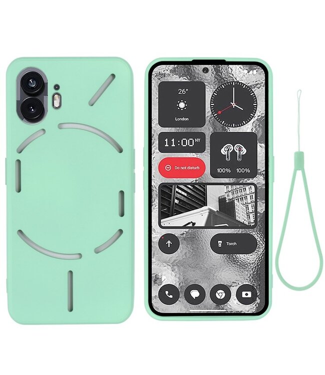 SoFetch SoFetch Groen Slim Siliconen Hoesje met Polsbandje voor de Nothing Phone (2)