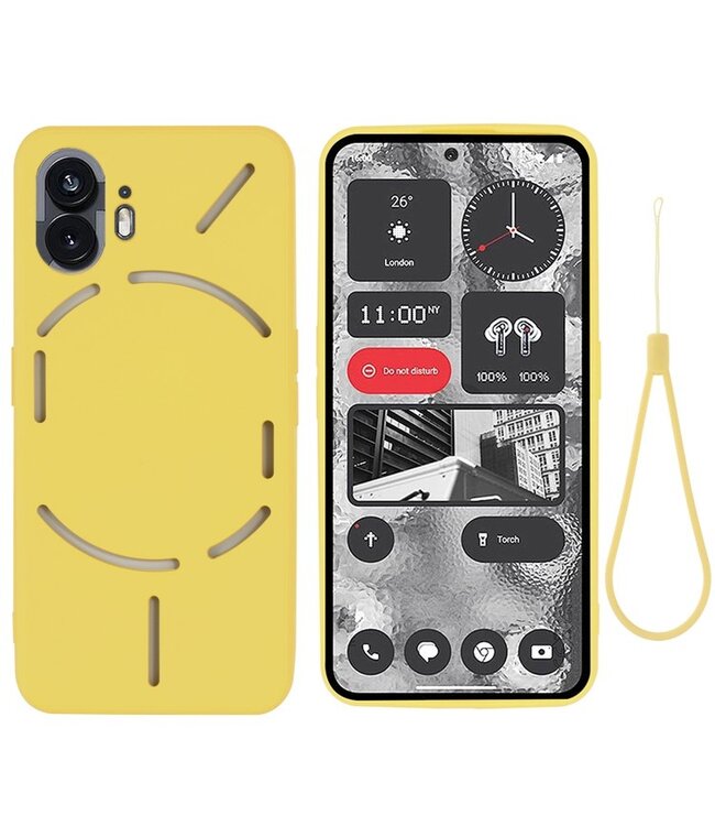 SoFetch SoFetch Yellow Slim Siliconen Hoesje met Polsbandje voor de Nothing Phone (2)