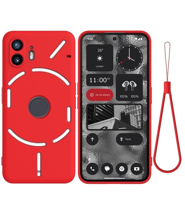 SoFetch SoFetch Rood Slim Siliconen Hoesje met Polsbandje voor de Nothing Phone (2)