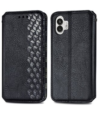 SoFetch Zwart Ruiten Bookcase Hoesje Nothing Phone (2)