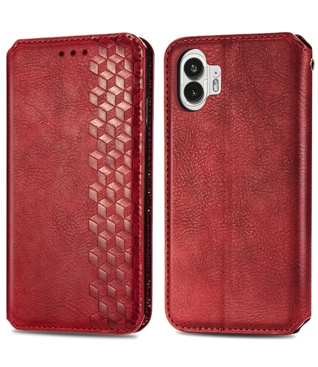 SoFetch SoFetch Rood Ruiten Bookcase Hoesje voor de Nothing Phone (2)