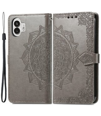 SoFetch Grijs Mandala Bookcase Hoesje met Polsbandje Nothing Phone (2)