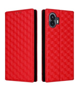 SoFetch Rood Geometrisch Bookcase Hoesje Nothing Phone (2)