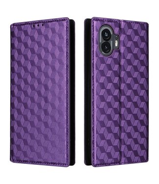 SoFetch Paars Geometrisch Bookcase Hoesje Nothing Phone (2)