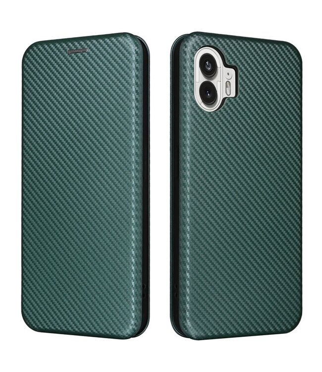 SoFetch SoFetch Groen Carbon Bookcase Hoesje voor de Nothing Phone (2)