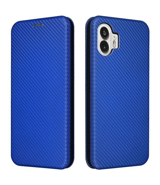 SoFetch SoFetch Blauw Carbon Bookcase Hoesje voor de Nothing Phone (2)