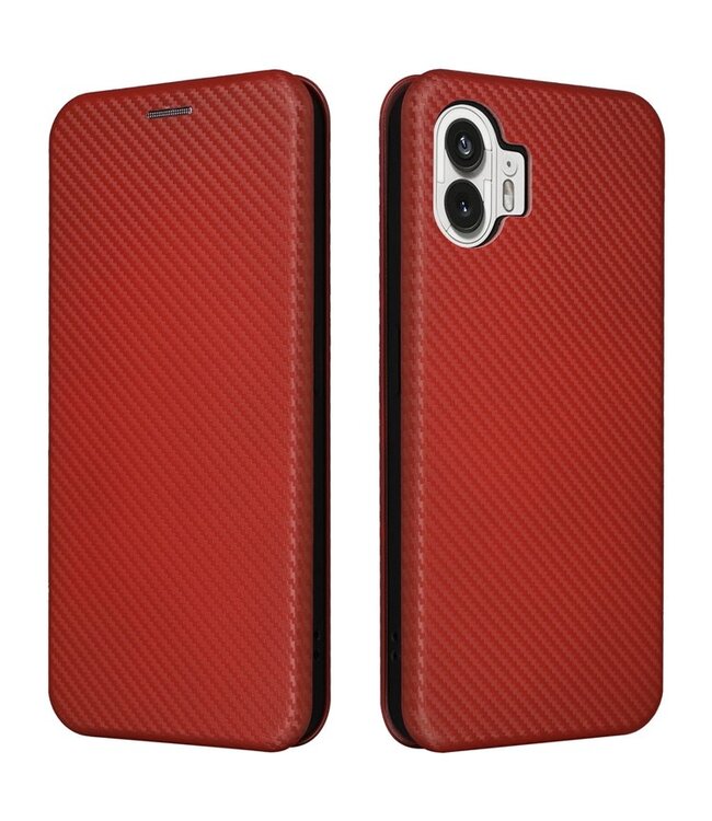 SoFetch SoFetch Bruin Carbon Bookcase Hoesje voor de Nothing Phone (2)