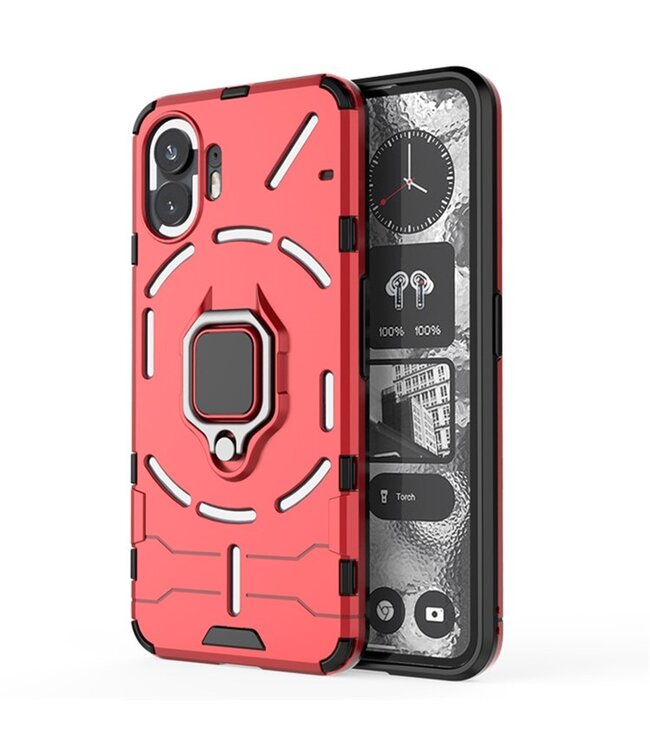 SoFetch SoFetch Rood Ring Houder Modern Hybride Hoesje voor de Nothing Phone (2)