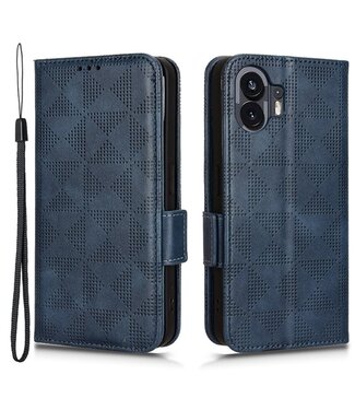 SoFetch Blauw Driehoekdesign Bookcase Hoesje Nothing Phone (2)