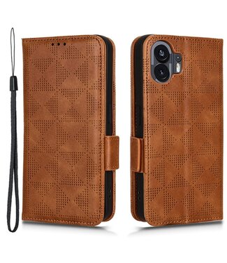 SoFetch Bruin Driehoekdesign Bookcase Hoesje Nothing Phone (2)