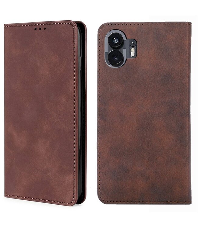 SoFetch SoFetch Dark Bruin Stijlvol Zacht Bookcase Hoesje voor de Nothing Phone (2)