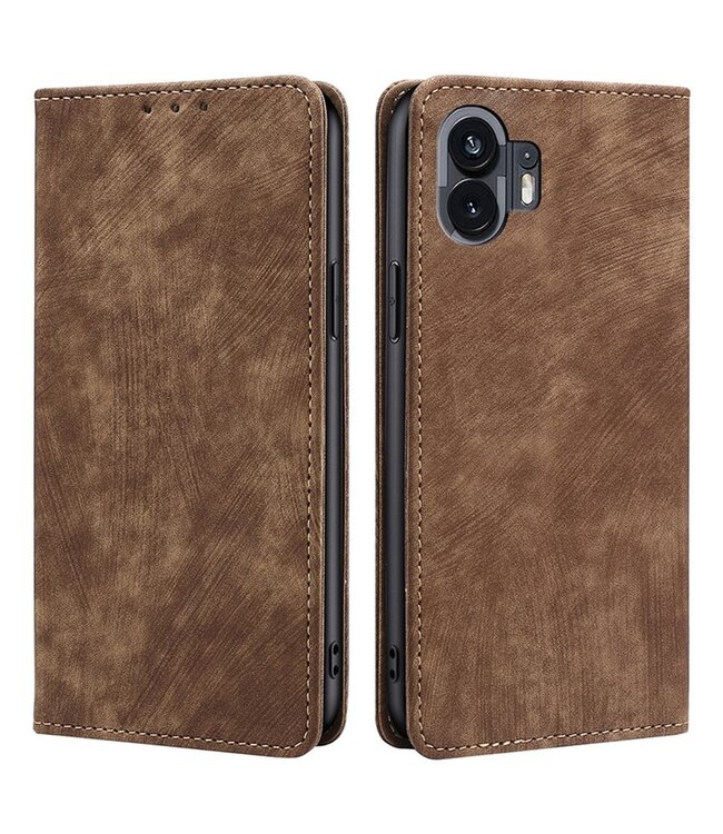 SoFetch SoFetch Bruin RFID Stijlvol Bookcase Hoesje voor de Nothing Phone (2)