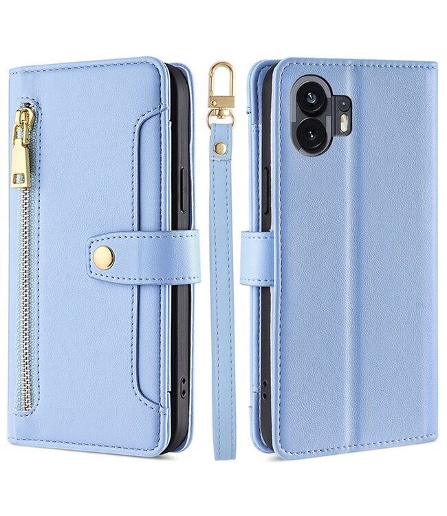 SoFetch SoFetch Blauw Portemonnee Bookcase Hoesje met Polsbandje voor de Nothing Phone (2)
