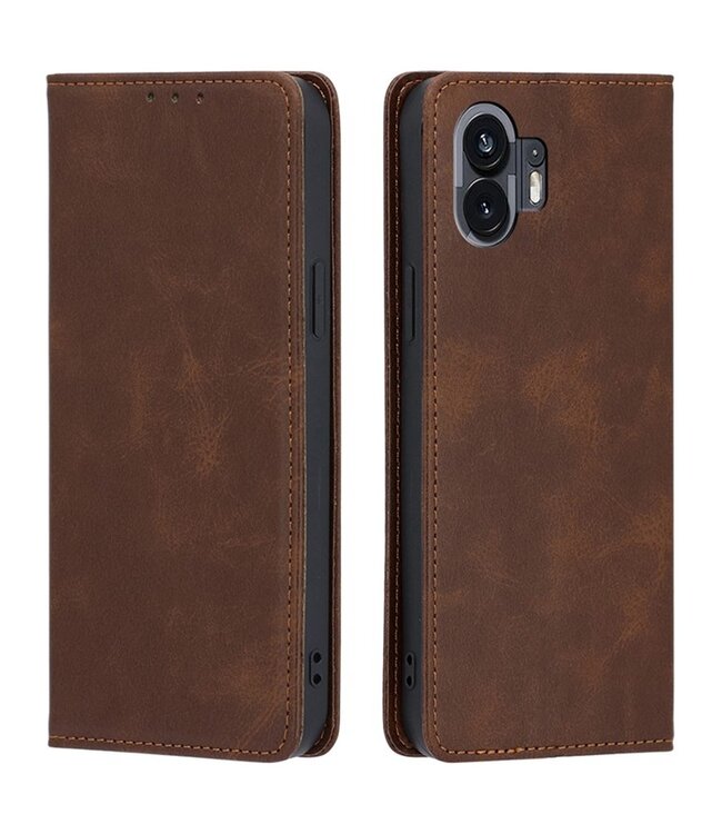SoFetch SoFetch Bruin Magnetisch Bookcase Hoesje voor de Nothing Phone (2)