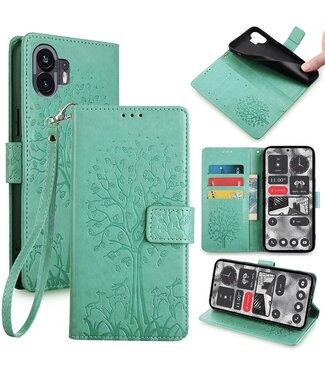 SoFetch Groen Boom Bookcase Hoesje met Polsbandje Nothing Phone (2)