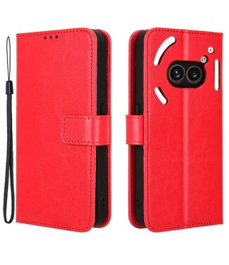 SoFetch Rood Glad Bookcase Hoesje met Polsbandje Nothing Phone (2a)