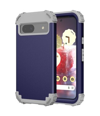 L-Style Grijs / Blauw Valbestendig Hybride Hoesje Google Pixel 8a