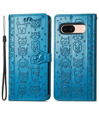 SoFetch Blauw Katten en honden Bookcase Hoesje Google Pixel 8a