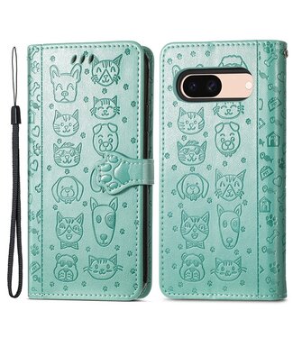 SoFetch Groen Katten en honden Bookcase Hoesje Google Pixel 8a