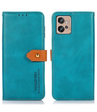 Khazneh Blauw Magnetisch Knopen Bookcase Hoesje Motorola G32