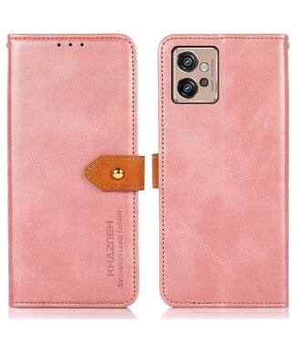 Khazneh Roze Magnetisch Knopen Bookcase Hoesje Motorola G32