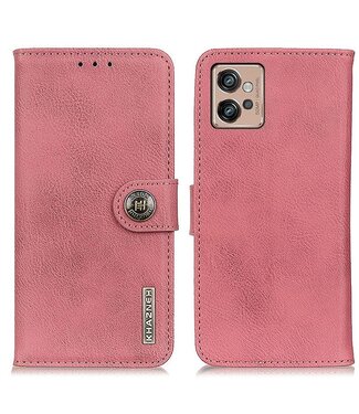 Khazneh Roze Knopen Bookcase Hoesje Motorola G32