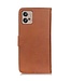 Khazneh Bruin Knopen Bookcase Hoesje voor de Motorola G32