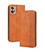 SoFetch Bruin Retrostijl Bookcase Hoesje voor de Motorola G32