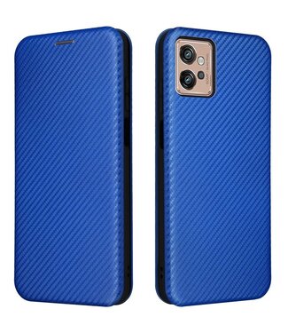 SoFetch Blauw Carbontextuur Bookcase Hoesje Motorola G32