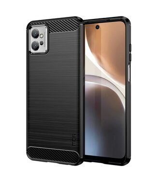 Mofi Zwart Krasbestendig Carbontextuur TPU Hoesje Motorola G32