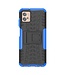 SoFetch Blauw Houder Bandstructuur Hybride Hoesje voor de Motorola G32