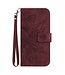 SoFetch Bordeaux Rood Zonnebloem Bookcase Hoesje voor de Motorola G32