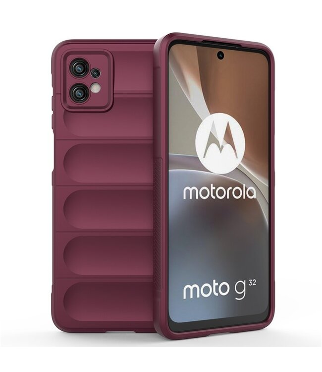 SoFetch Bordeaux Rood Krasbestendig Raster TPU Hoesje voor de Motorola G32