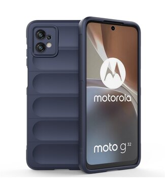 SoFetch Donkerblauw Krasbestendig Raster TPU Hoesje Motorola G32