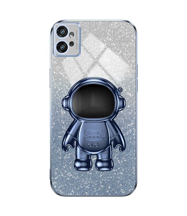 SoFetch Blauw Houder Astronaut Hybride Hoesje voor de Motorola G32